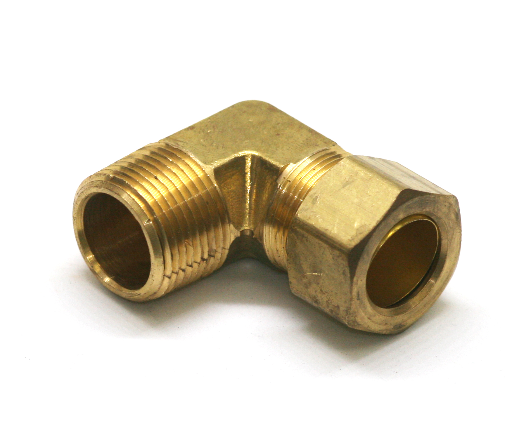 3/8 OD Tube to Tube 90 Degree Brass Compression Union Elbow